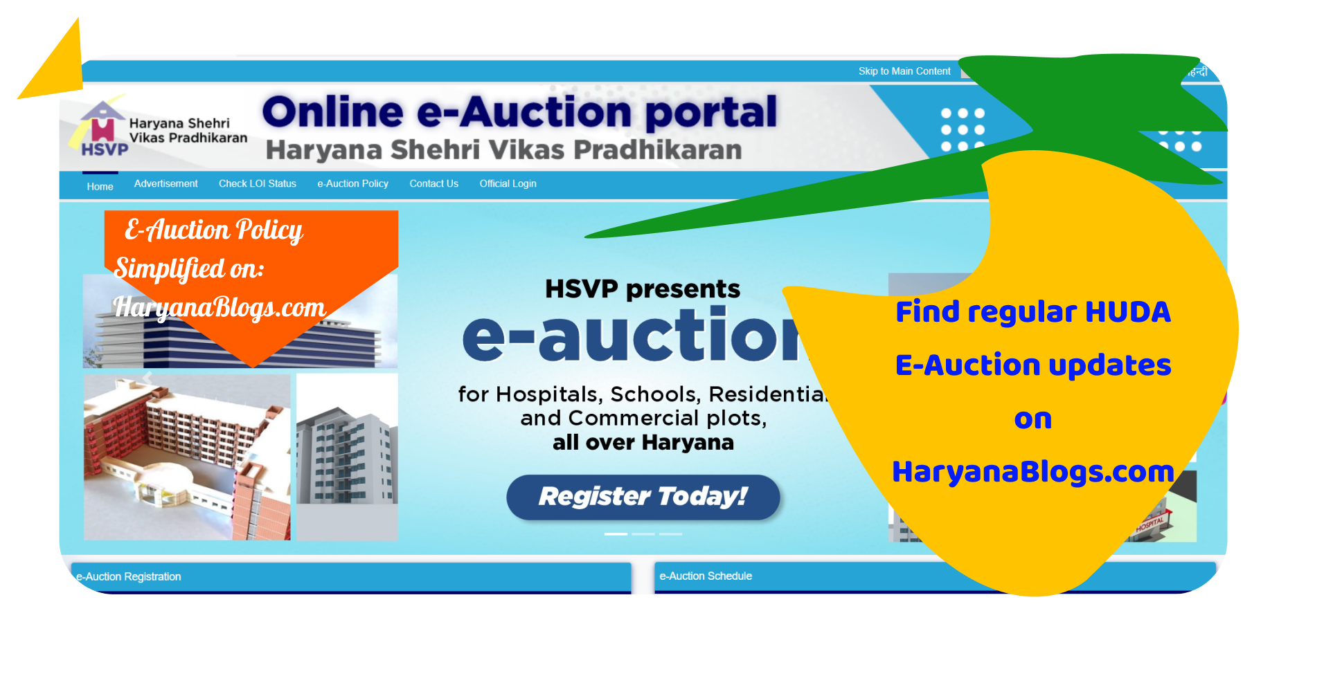 HSVP Plots E Auction Latest Announcement - HUDA Sector Sites - Haryana