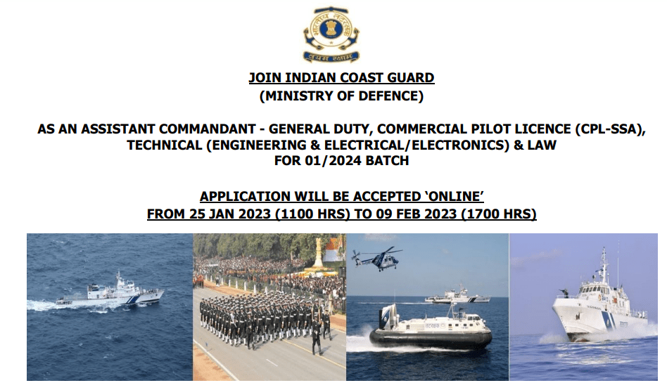 Indian Coast Guard ASSISTANT COMMANDANT Job Recruitment Batch 01   Image 1 