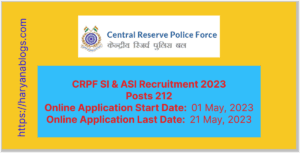 CRPF SI & ASI Recruitment 2023