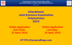 Uttrakhand Polytechnic JEEP 2023