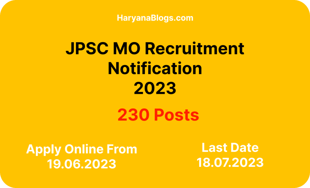 JPSC MO Recruitment 2023 Notification