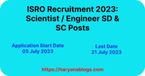 ISRO Recruitment 2023 Engineer SD & SC Posts