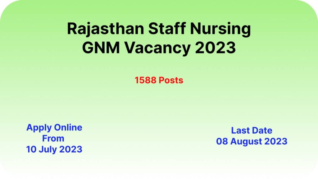 RSMSSB Rajasthan GNM Recruitment 2023