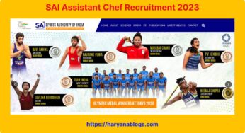 SAI Assistant Chef Recruitment 2023: Apply Now
