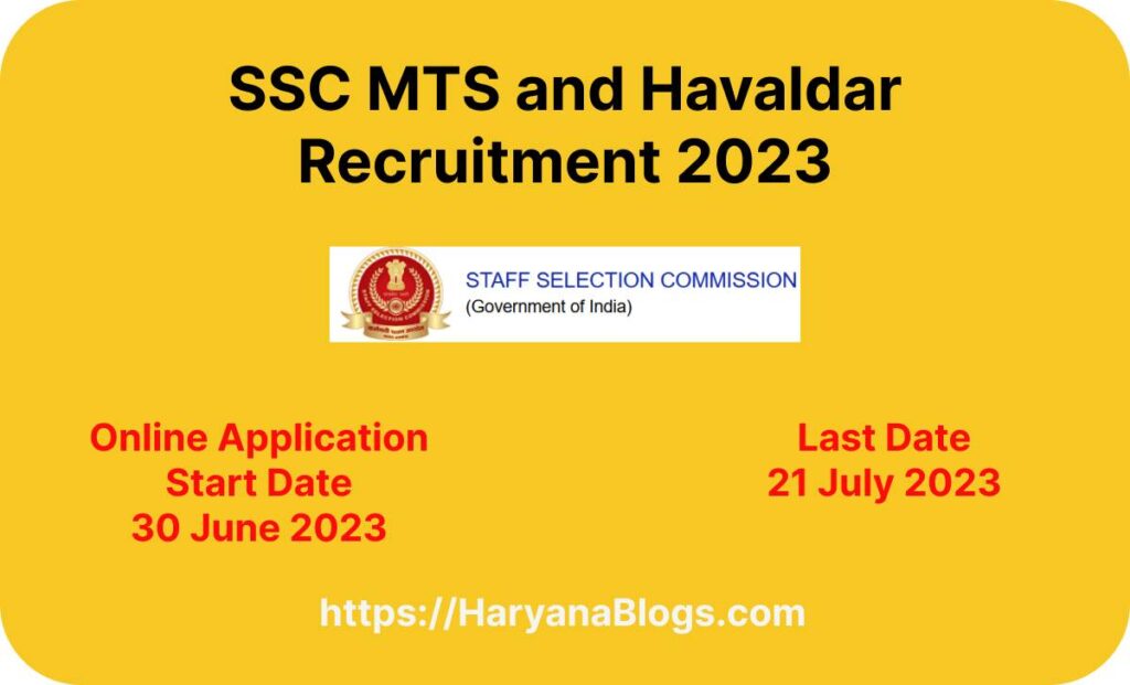SSC MTS and Havaldar Recruitment 2023