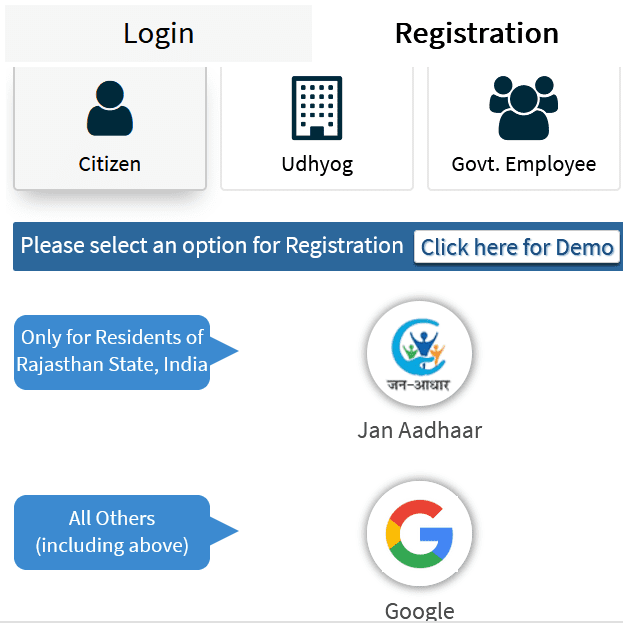 Rajasthan SSO Registration: for Citizen